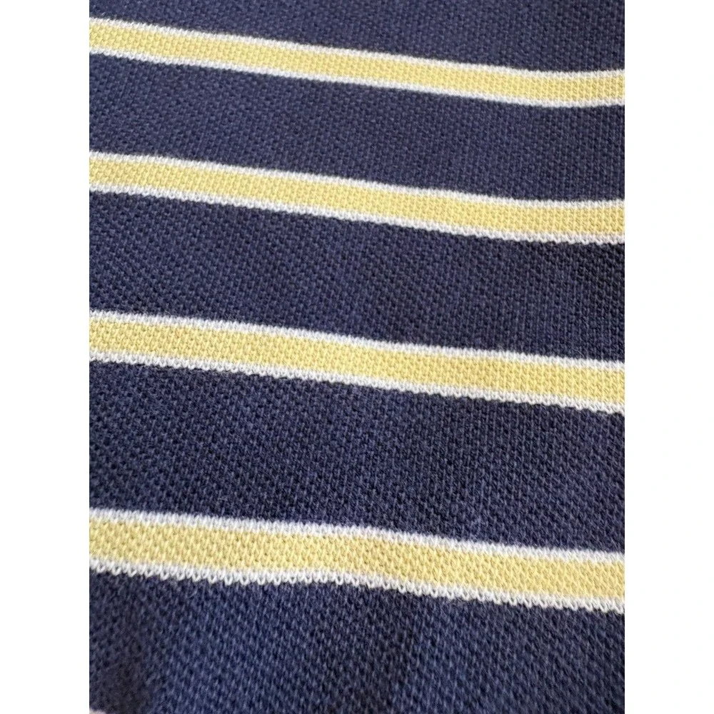 Polo Ralph Lauren Navy Blue Yellow Striped Men’s Large POLO Shirt 100% Cotton